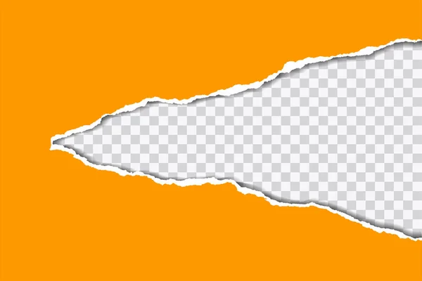 Ilustración vectorial de papel naranja desgarrado con fondo transparente aislado sobre fondo blanco adecuado para inserción de texto — Vector de stock