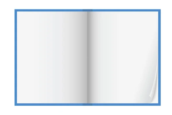 Векторна ілюстрація синьої робочої книги з листям з вигнутим кутом і тінями — стоковий вектор