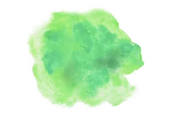 Цвет, зеленый всплеск акварели руки окрашены изолированы на белом фоне, художественное оформление или фон — стоковое фото