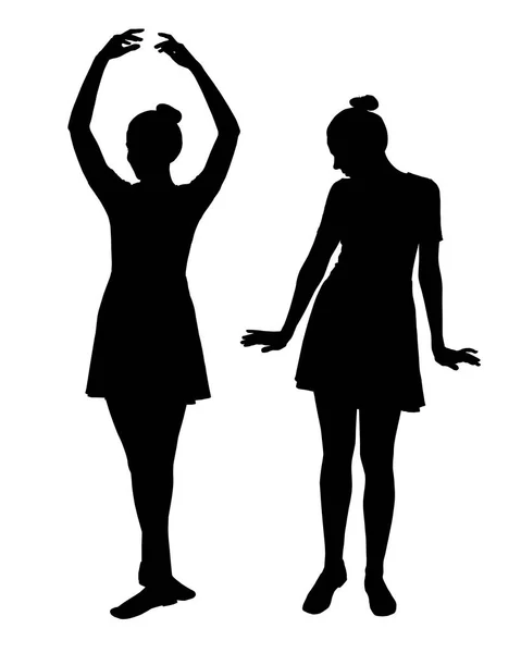 Ensemble de silhouettes réalistes de jolies dames debout et dansantes, isolées sur fond blanc - vecteur — Photo