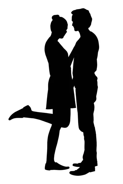 Realistiska silhuetten av en älskad man och kvinna som omfamnar, isolerad på en vit bakgrund - vektor — Stock vektor