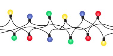 Vektör sorunsuz Noel ışık beyaz arka plan üzerinde izole garland ayarla
