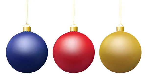 Set di vettore realistico lucido colorato appeso baubles Natale isolato su sfondo bianco — Vettoriale Stock