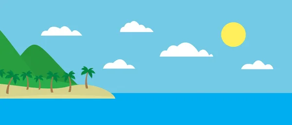 Vista de dibujos animados de una isla tropical en medio de un océano o