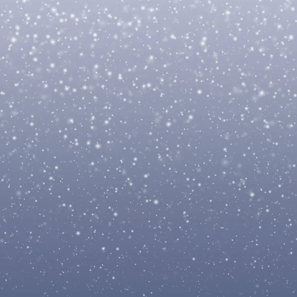 Caída de copos de nieve transparentes con cielo azul-gris, fondo cambiante - vector — Archivo Imágenes Vectoriales