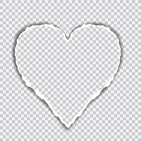 Papel desgarrado con forma de corazón sobre fondo transparente, adecuado como tarjeta de felicitación - vector — Vector de stock