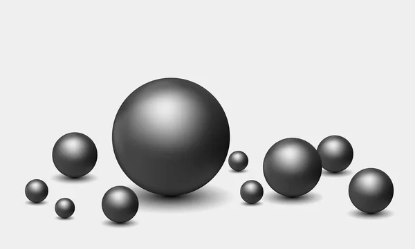 Set illustrazione vettoriale di perle nere realistiche — Vettoriale Stock
