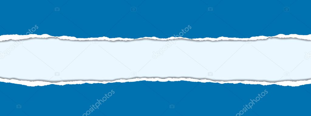 vector realistic illustration of blue torn paper with shadow
