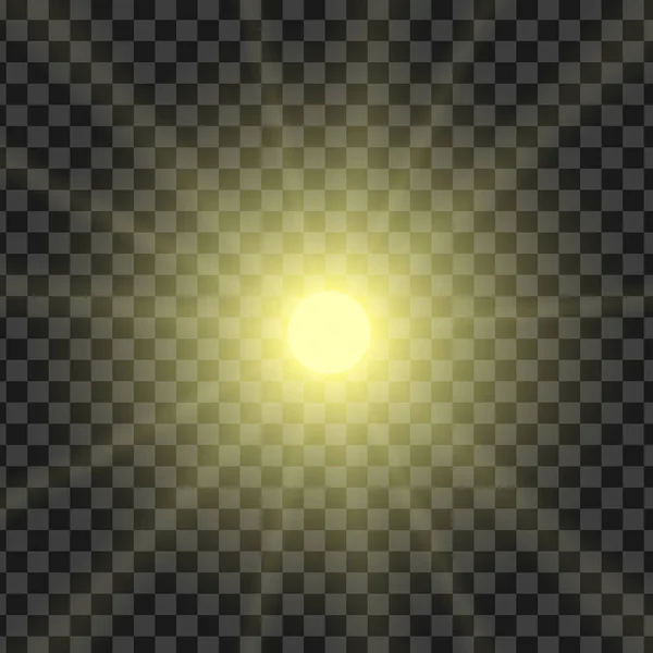 Vektor-Illustration von Sonnenstrahlen mit der Fähigkeit, die Sättigung anzupassen, isoliert auf einem transparenten Hintergrund — Stockvektor