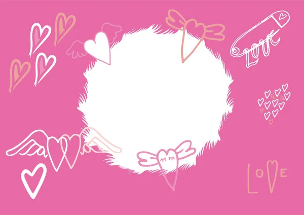 Tarjeta de dibujos animados doodle para San Valentín con corazón — Vector de stock