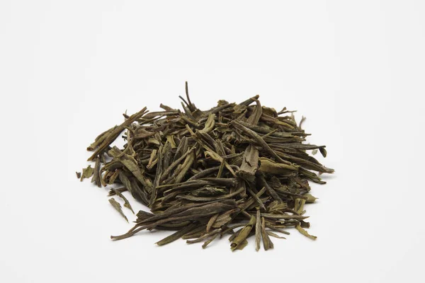 Rakás zöld tea levelek - kínai Qi Shan Mao-Jin — Stock Fotó