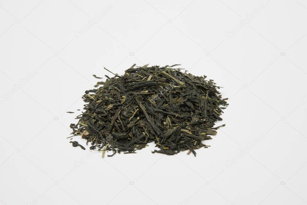 Pile of green tea leaves - Japan Gyokuro