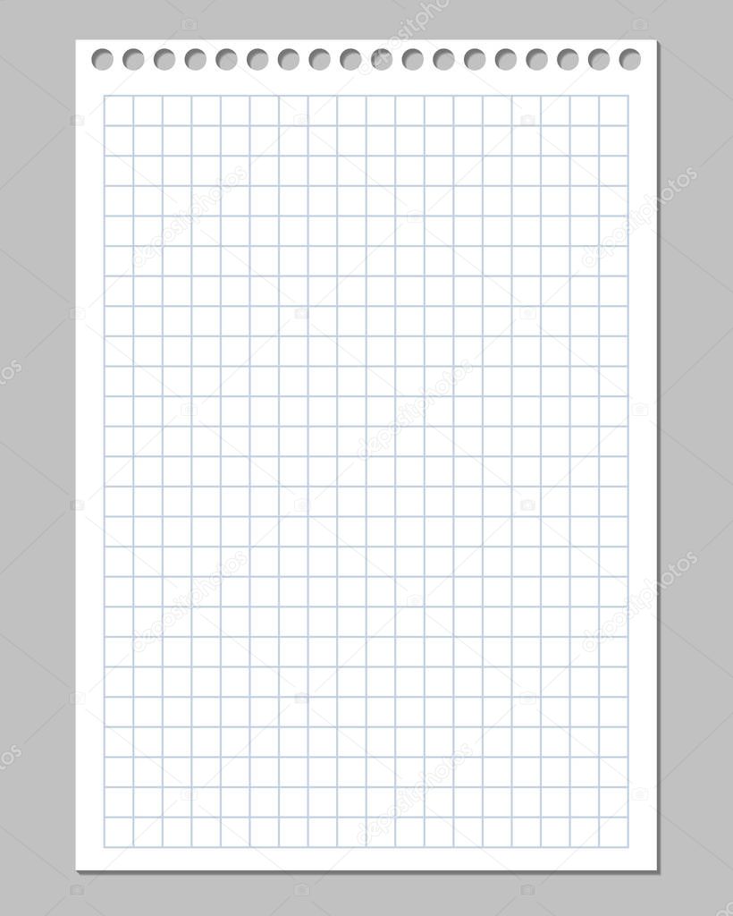 Realistic vector illustration of squared paper sheet
