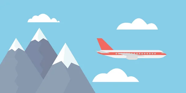 Vue du grand et rapide avion de ligne volant parmi les nuages — Image vectorielle