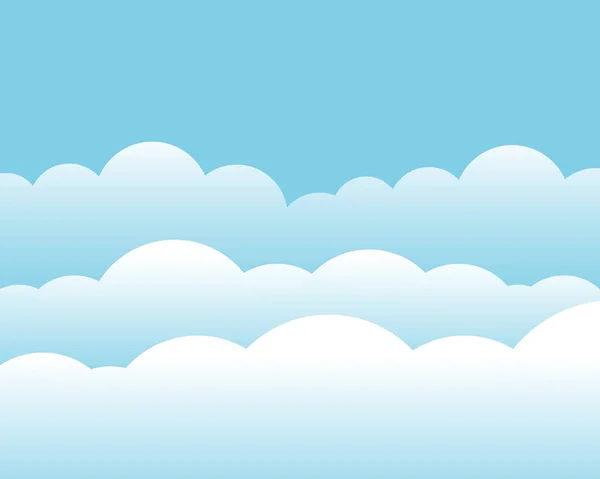 Diseño plano vector ilustración de nubes blancas en el cielo azul — Archivo Imágenes Vectoriales