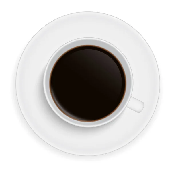 Ilustración realista de una taza de café de porcelana blanca - vector, aislado sobre fondo blanco — Archivo Imágenes Vectoriales