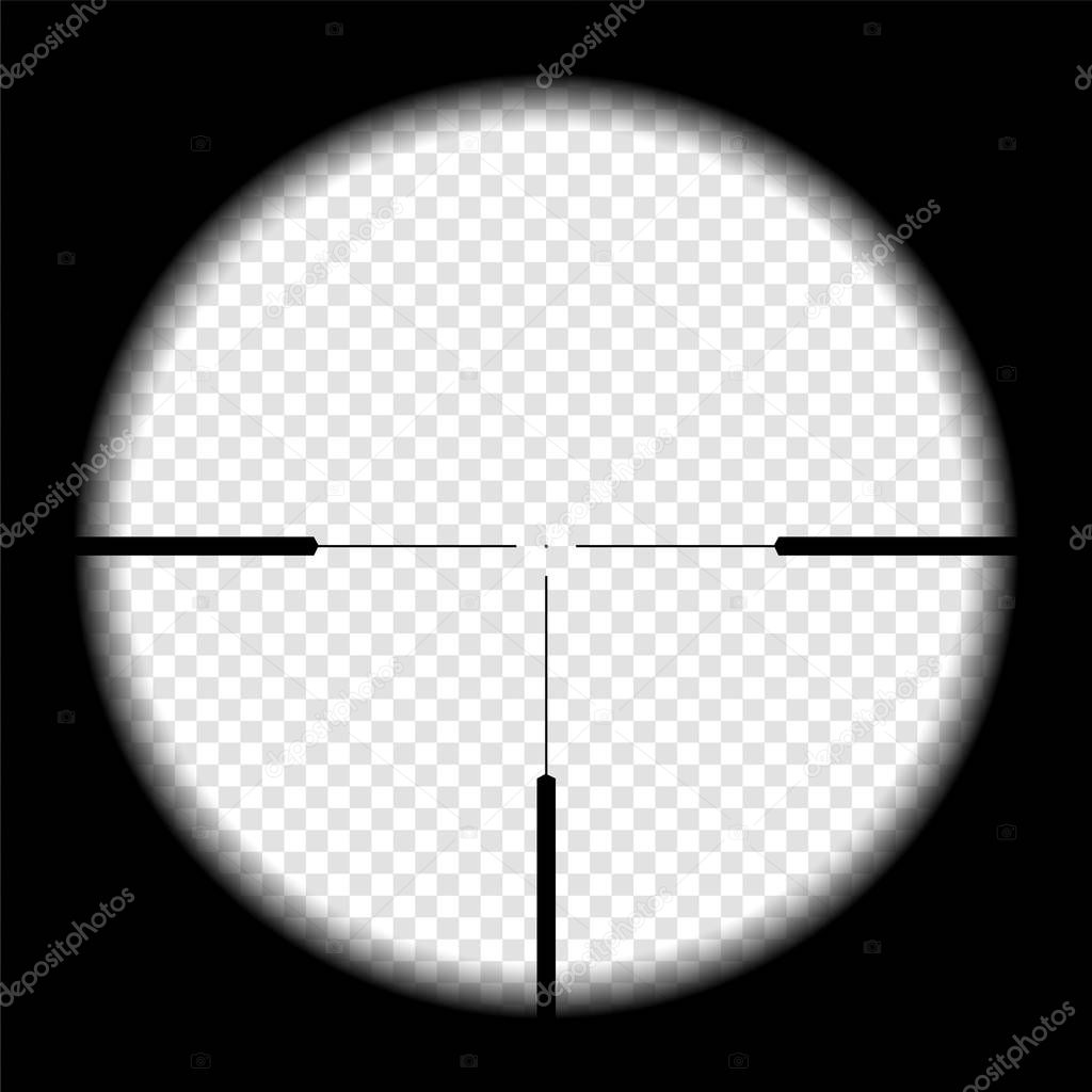 Illustration of sniper or hunting rifle sight with cross hair, isolated on transparent background - vector