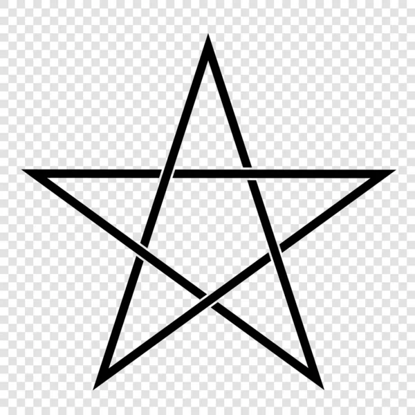 Illustratie van een Pentagram, een vijfpuntige ster. Esoterisch of magisch symbool van occultisme en hekserij. Geïsoleerd op transparante achtergrond - vector — Stockvector