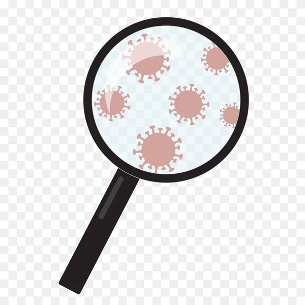 실험실에 박테리아가 유리를 확대하는 단순하고 있습니다 코로나 바이러스 Covid 코로나 — 스톡 벡터