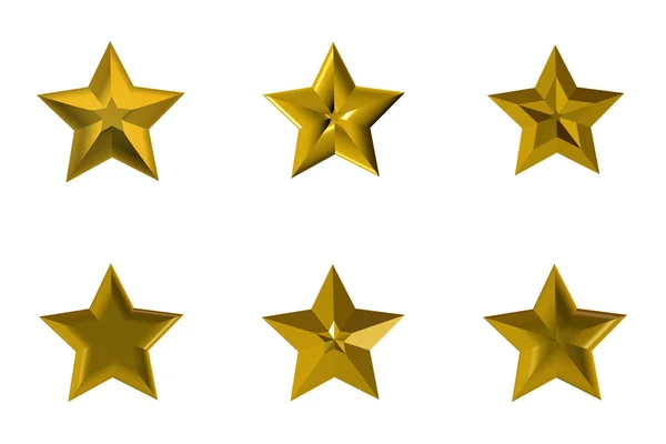 Золотые Звезды Белом Фоне Иллюстрация Сценой Шесть Золотых Звезд Белом — стоковое фото
