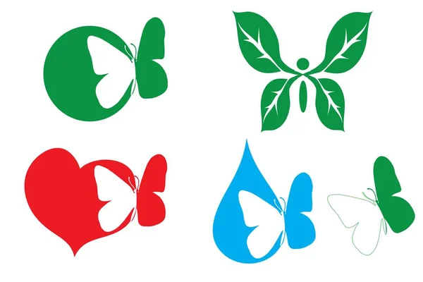 Logotipo Con Mariposa Ilustración Vectorial Vectorial Con Logotipo Escena Con — Archivo Imágenes Vectoriales