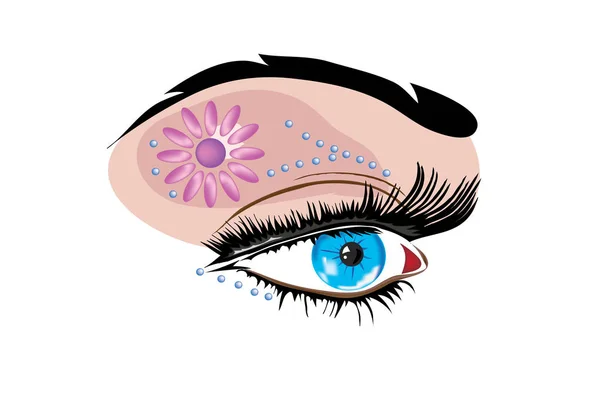 Maquiagem Original Eye Vector Vetor Ilustração Com Cena Olho Feminino —  Vetores de Stock