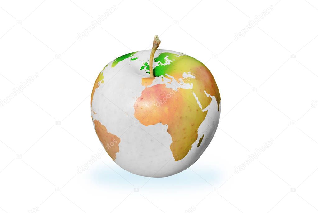 Planet Earth in image apple / illustration with scene of the planet earth in image  apple