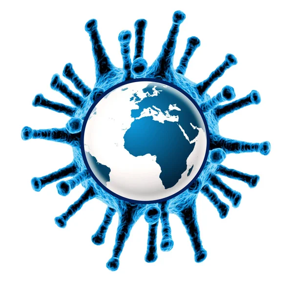 Coronavirus pandemik sembolü beyaz arkaplanda izole edilmiş.