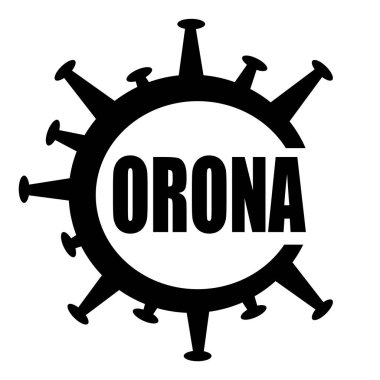 Beyaz arkaplanda siyah koronavirüs sembolü olan vektör simgesi