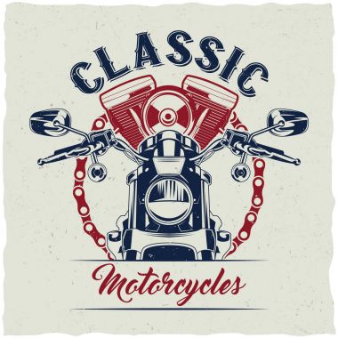 Motosiklet t-shirt etiket tasarımı.