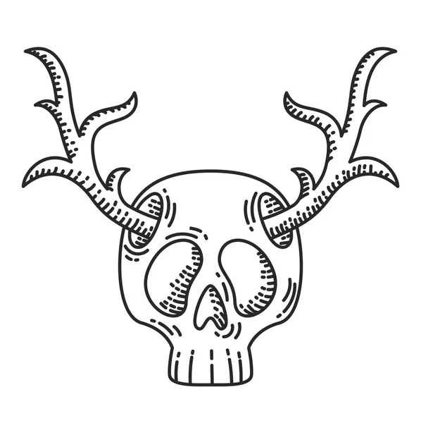 Crâne avec cornes de cerf illustration . — Image vectorielle