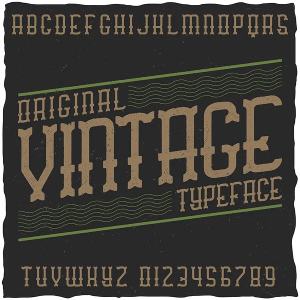 Vintage label font with sample label design. — Stock Vector