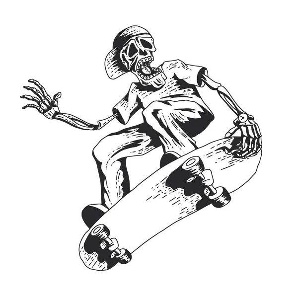 Skeleton jouant skateboard — Image vectorielle