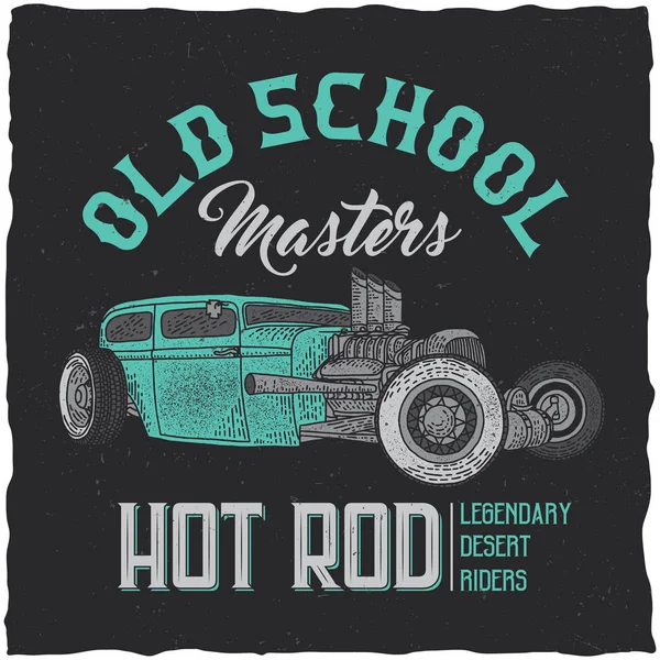 Vintage hot rod tričko label design s ukázkou vlastních rychlost vozu. — Stockový vektor