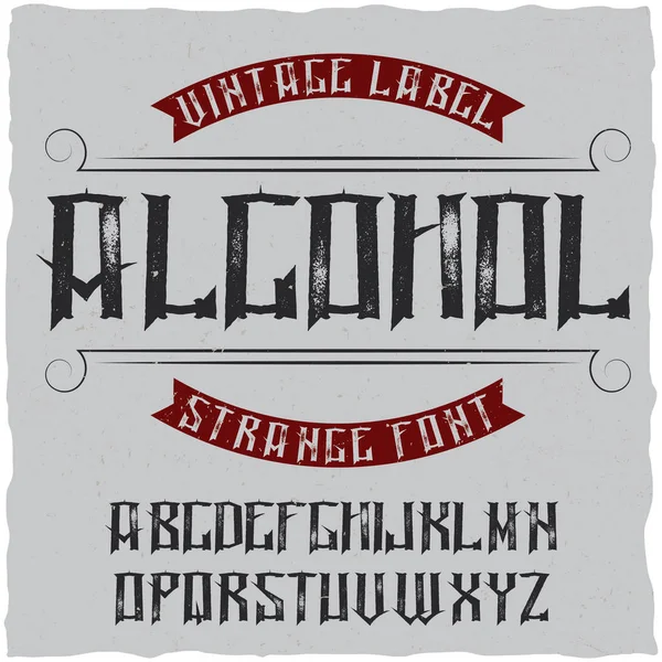 Vintage label lettertype genaamd Alcohol. — Stockvector