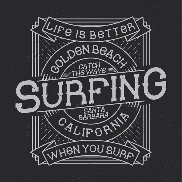 Typographie surf, graphiques t-shirt — Image vectorielle