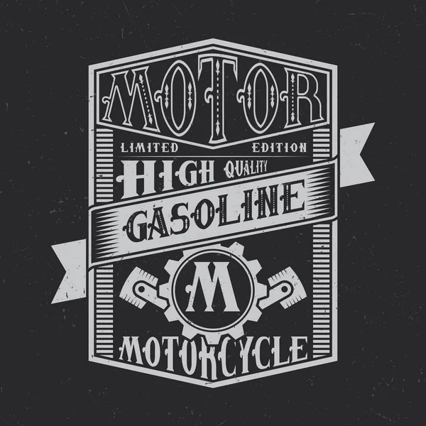 Motor benzin tipografi etiket tasarımı. — Stok Vektör