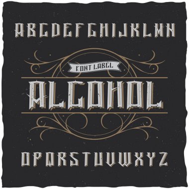 Alkol adlı vintage etiket yazı tipi.