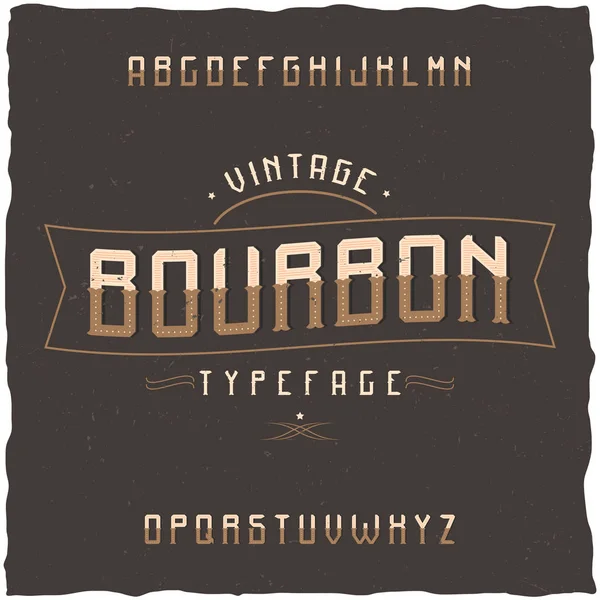Řez písma Vintage label s názvem Bourbon. — Stockový vektor