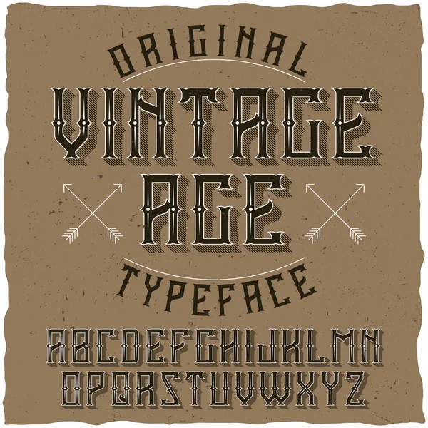 Vintage label lettertype genaamd Vintage leeftijd. — Stockvector