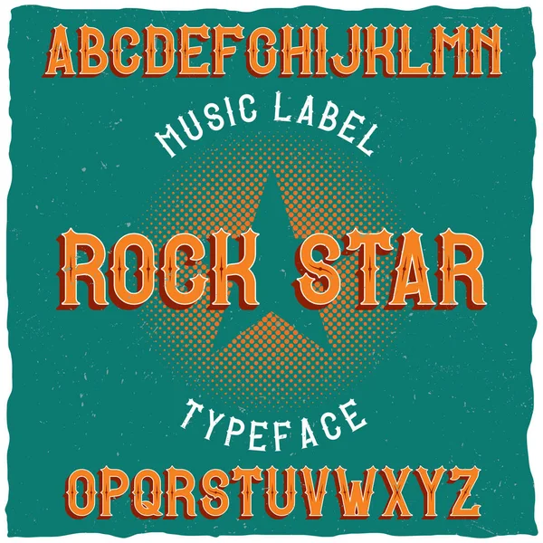 Řez písma Vintage label pojmenovaný rocková hvězda. — Stockový vektor