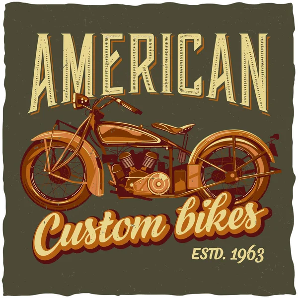 Motocicleta camiseta etiqueta diseño — Vector de stock