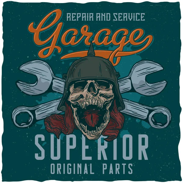 Garage maîtres t-shirt étiquette design — Image vectorielle