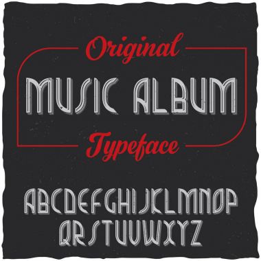 Vintage label typeface named Music Album. clipart