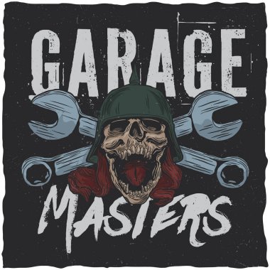 Garaj masters t-shirt etiket tasarımı