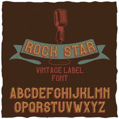 Rock yıldızı adlı vintage etiket yazı tipi.