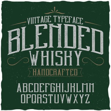Harmanlanmış viski adlı vintage etiket yazı tipi.