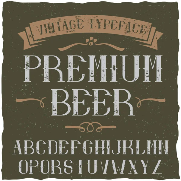 Урожай label накреслення названий преміум-пиво. — стоковий вектор