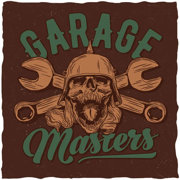 Garage master design etichetta t-shirt — Vettoriale Stock