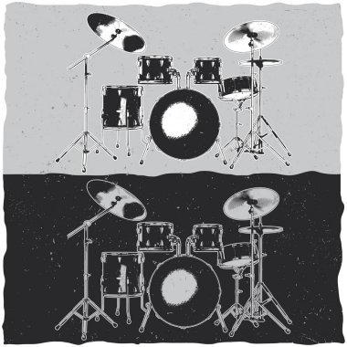 Müzik tema t-shirt etiket tasarım davul